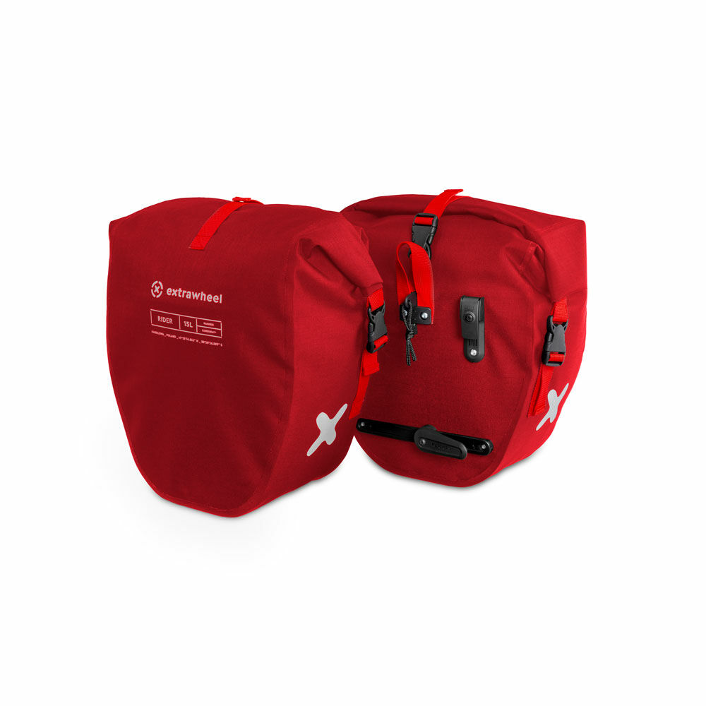 Extrawheel sakwy rowerowe uniwersalne Rider Premium Red 30L Cordura